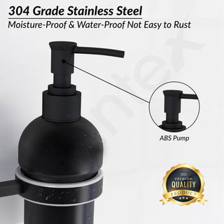 Plantex 304 Grade Stainless Steel Hand Wash Holder for Wash Basin Liquid Soap Dispenser/Bathroom Accessories - Splash (Black)
