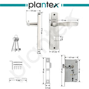 Plantex Heavy-Duty Door Lock Set - Main Door Lock Handle Set/Mortise Lock with 3 Keys for home- Pack of 1 (8130-Matt)