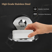 Plantex Stainless Steel Soap Holder for Bathroom/Soap Dish/Wall Mounted Soap Holder/Bathroom Accessories - Pack of 2 (Chrome)