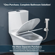 Plantex Hygienic Toilet Combo/Polypropylene Toilet Seat Cover for Bathroom/Pure Brass Health Faucet set with 1.20 meter Hose Pipe for Toilet with Wall Hook - Combo (Chrome)