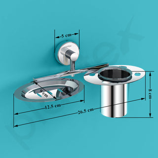 Plantex Stainless Steel Soap Dish with Tumbler Holder/Soap Dish with Toothpaste Holder/Soap Holder for Bathroom/Bathroom Accessories (Chrome)