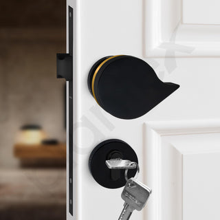 Plantex Heavy Duty Door Lock/Main Door Mortise Lock Handle/Handle Set for Home/Office/Door Accessories (Black, Gold)