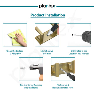 Plantex Aluminum Hook Rail with L-Shape Hooks for Walls of Bathroom/Kitchen–Hook Rail Bar for Clothes/Towel/Keys - Pack of 3 (8 Hooks, Brass Antique)