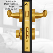 Plantex Mortise Door lock/Main Door Lock with 3 Years of  Warranty/Door handle lock set Brass Lock Body & Cylinder  (7135, PVD Gold)