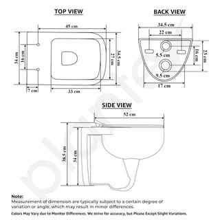 Plantex Platinum Ceramic Commode/Rim Washdown Western Commode/ Wall Hanging Western Toilet with Soft Close Seat Cover - P Trap (White)
