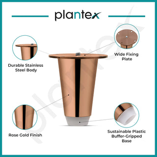 Plantex 3 Inch Sofa Legs for Bed Furniture/Sofa Legs for Table/Sofa Support Legs with Rubber Grip (Rose Gold, 6 Pcs)