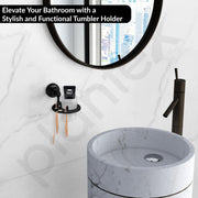 Plantex 304 Grade Stainless Steel Tumbler Holder/ABS Tooth Brush Stand/Bathroom Accessories - Skyllo (Black)