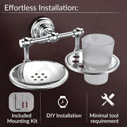 Plantex Platinum Stainless Steel 304 Grade Skyllo 2in1 Soap Dish with Tumbler Holder/Soap Stand/Tooth Brush Holder/Bathroom Accessories(Chrome) - Pack of 1