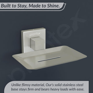 Plantex Soap Holder for Bathroom/Stainless Steel Soap Stand/Soap Case/Soap Dish/Bathroom Accessories – Aqua (Satin)