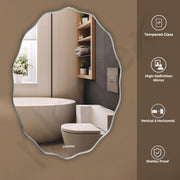 Plantex Frameless Oval Mirror for Wall/Mirror with Beveled Smooth Edges/Mirror for Bathroom/Dressing Room/Living Room/Bedroom/Entryway - (18 X 24 Inch)