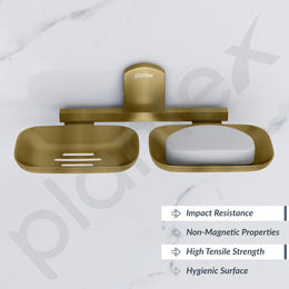 Plantex 304 Grade Stainless Steel Bathroom Soap Holder/Double Soap Dish/Soap Stand/Bathroom Accessories - Parv (Brass Antique)