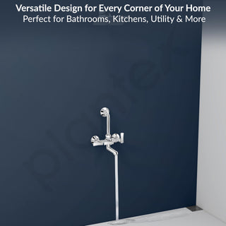 Plantex 2 in 1 Wall Mixer for Bathroom/Mixer L-Bend Provision for Overhead/Mixer Tap for Bathroom with Water Saving Nozzle and Wall Flange (3515, Chrome)