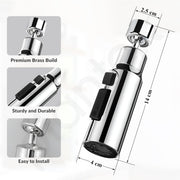 Plantex Tap Extension for Kitchen Sink/360Ã‚Â° Swivel Kitchen Sink Faucet Aerator/Upto 70% Water Saving/3 Anti-Splash Modes Sprayer/Fits F22 and M24 mm Tap (XL-2047 Chrome)