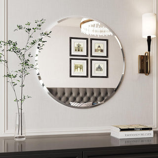 Plantex Frameless Round Mirror with Beveled Smooth Edges/Wall Mirror for Bathroom/Dressing Room/Living Room/Bedroom/Entryway (24 Inch)