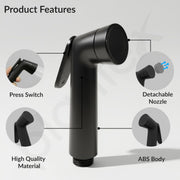 Plantex Jet Spray for Toilet/ABS Health Faucet with 1 Meter Shower Hose Pipe and Wall Hook/Health Faucet Set for Bathroom/Hand Gun for Toilet - (Black)
