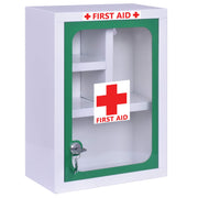 Plantex Metal Emergency First Aid Kit Box for Home/Medical Kit Box for Medicine Storage with Multi Compartments for School, Office - Lockable (Green & White) Big Size, Wall Mount