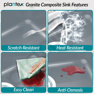 Plantex UV Protected Kitchen Sink/Single Bowle Sink For Home/Matt German Engineered Technology Quartz Sink For Kitchen (Smoke Grey-18X24 Inch)