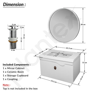 Plantex Unbrekable Plywood Vanity Set for Bathroom/Wall Mount Wash Basin with Cabinet Full Set/Bathroom Organizer with Mirror, Coupling & Cabinet Motion Sensor Light (NZBC - 38)