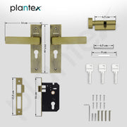 Plantex Main Door Lock/Mortise Locks for Door/6-Lever Lock Mechanism with 3 Years of Warranty - Robust Door Locks for Home with Brass Lock Body & Cylinder(8116 - Brass Antique & PVD Gold)