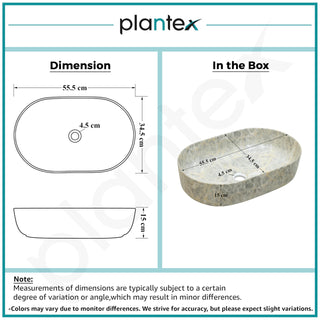Plantex Tabletop Wash Basin for Bathroom/Designer Ceramic hand Wash Sink/Oval Countertop Wash Basin for Home/Office/hotel (22 x 13.5 x 6 Inch)