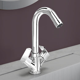 Plantex Basin Mixer Tap for Bathroom with Brass Spindle/Tap for Wash Basin with Water Saving Aerator/Pillar Tap - (CRM-1280-Chrome)