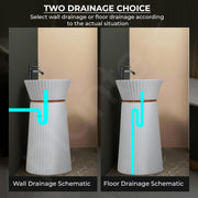 Plantex Pedestal Basin for Bathroom/Acrylic Resin & Quartz Designer One Piece Pedestal Free Standing Round Wash Basin for living Room/Hotel (White)