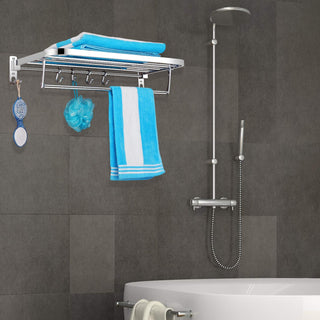 Plantex Towel Holder in Bathroom/Towel Rod for Bathroom/Cloth Hanger for Wall/Bathroom Accessories (24 Inch) Chrome