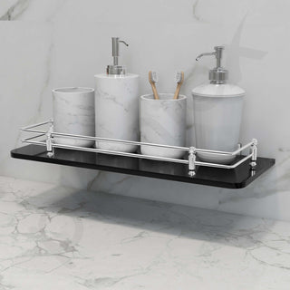 Plantex Premium Black Glass Shelf for Bathroom/Kitchen/Living Room - Bathroom Accessories (Polished 15x6 - Pack of 1)