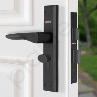 Plantex Heavy-Duty Door Lock Set - Main Door Lock Handle Set/ 6-Lever Lock Mechanism with 3 Years of Warranty/Mortise Lock with 3 Keys, Brass Lockbody & Cylinder(Black)