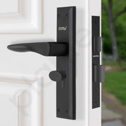 Plantex Heavy-Duty Door Lock Set - Main Door Lock Handle Set/ 6-Lever Lock Mechanism with 3 Years of Warranty/Mortise Lock with 3 Keys, Brass Lockbody & Cylinder(Black)