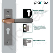 Plantex Heavy-Duty Door Lock Set - Main Door Handle Set/ 6-Lever Lock Mechanism with 3 Years of Warranty by Plantex/Mortise, Brass Lock Body & Cylinder (8114 - Satin Black & PVD Choco)