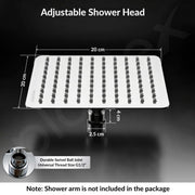 Plantex Stainless Steel 8 Inch Rain Flow Overhead Shower with Water Saving Nozzle/Bathroom Shower/Adjustable Shower Head for Bathroom without Arm - (APS-617-Chrome)