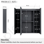 Plantex 304 Stainless Steel Bathroom Organizer with Defogger,Bluetooth & Digital Display/Bathroom Cabinet Storage/Triple Door LED Mirror Cabinet for Wall(32x32 Inch, Chrome)