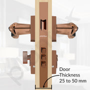 Plantex Main Door Lock/Mortise Lock for Doors - Robust Door Handle for Home with Brass Locks Body & Cylinder (PT-014, Rose Gold & Black)