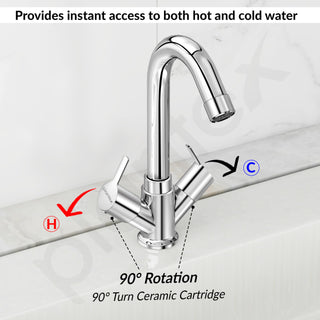 Plantex Mixer Tap for Bathroom/Hot & Cold Basin Mixer/Wash Basin Tap/Bathroom Accessories - Pack of 1 (Rio, Chrome)