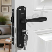 Plantex Heavy-Duty Door Lock/Door Handle Set with 3 Years of Warranty/Mortise Lock with 3 Keys, Brass Lockbody & Cylinder (8135 - Z-Black)