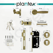 Plantex Main Door Lock Set/Door Lock for Home/Mortise Lock with Brass Lock Body & Cylinder (7135, Brass Antique)