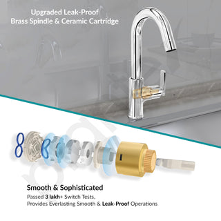Plantex Pure Brass Sink Tap for Wash Basin with 360° Swivel Spout/Kitchen Tap with Water Saving Aerator- 7 Year Warranty (BAL-512 -Chrome Finish)