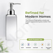 Plantex Liquid Soap Dispenser for Bathroom 304 Grade Stainless Steel Shampoo Dispenser Square Hand Wash Dispenser Bathroom Accessories Pack of 1 Regent Chrome