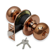 Plantex Door Lock - Cylindrical Door Lock with 3 Keys/Tubular Door Knob/Lock for Main Door/Bedroom (Rose Gold), Stainless Steel