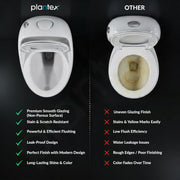 Plantex Imported Platinum Ceramic Western Commode/S Trap Siphonic Vaccum Jet Flush/Rimless One Piece Commode with Soft Close Seat Cover (White)