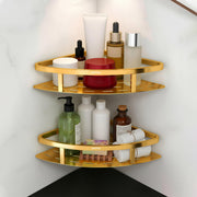 Plantex 304 Stainless Steel Corner/Bathroom Shelf/Kitchen Shelf/Wall Mount - Pack of 2 (PVD Gold,9x9 Inches)