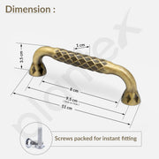 Plantex Cabinet Handle/Kitchen Cabinet Door Handle/Wardrobe/96 mm Cupboard Handle/Door Pull-Push Handle for Home/Office - Pack of 2 (Brass Antique)