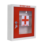 Plantex Metal First Aid Box/Emergency Medical Kit Box for Medicine Storage/Multi Compartment First Aid Kit Box for Home, School, Office with Key Lock - Pack of 10 - (Red & Ivory)