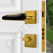 Plantex Main Door Lock/Mortise Lock for Doors - Robust Door Handle for Home with Brass Locks Body & Cylinder (PT-014, Gold & Black)