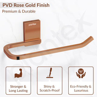 Plantex 304 Grade Stainless Steel Napkin Holder for Wash Basin/Towel Holder for Bathroom/Towel Holder/Towel Ring/Bathroom Accessories - Crystal (PVD Rose Gold)