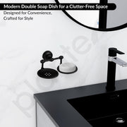 Plantex 304 Grade Stainless Steel Double Soap Holder Stand for Bathroom and Wash Basin/Bathroom Accessories - Skyllo (Black)