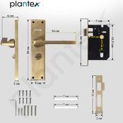 Plantex Stainless Steel Door Lock Ã¢â‚¬â€œ Bathroom Door Lock/Mortise 8inch Keyless Plate Handle Set for Home/Bathroom/Store Room/Balcony/Office - Pack of 1 (DTM-660, Brass Antique)
