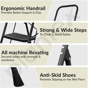 Plantex Premium Foldable Ladder for Home Use Ã¢â‚¬â€œ Durable Alloy Steel ladder/4-Step Ladder for Safe and Easy Access (Black & Grey)