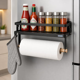 Plantex Alloy Steel Wall Mount Magnetic Spice Corner Shelf Rack For Refrigerator,Spice Storage Fridge Shelf For Kitchen Organizer,Easy To Use,Drill Free-Bathroom Accessories